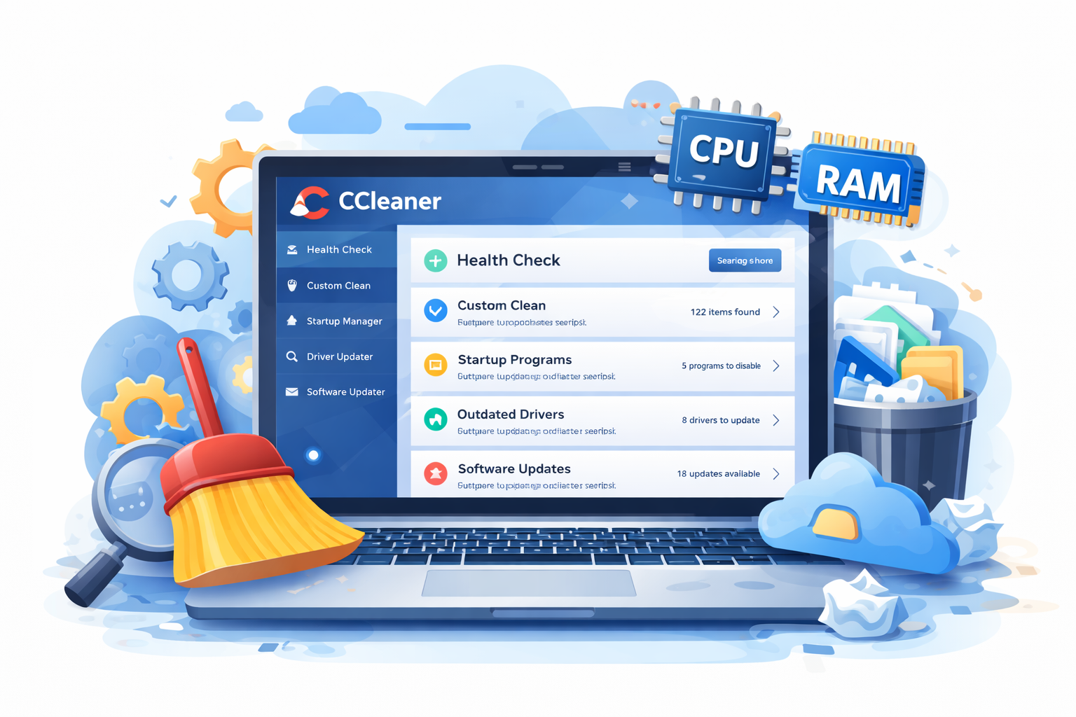 CCleaner Complete Guide: Health Check, Custom Clean, Driver Updater & Performance Optimizer